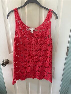 Kenar Coral Crochet Tank Top